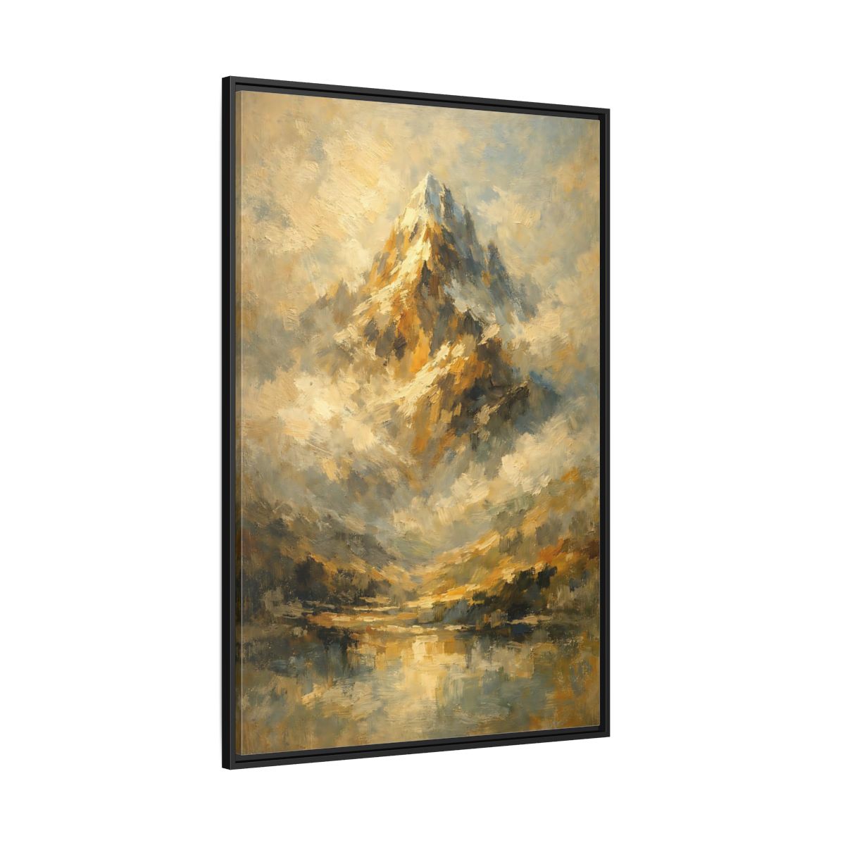Main Mockup. Nature Mountain Gold And Blue Mountain shown as stretched canvas wall art