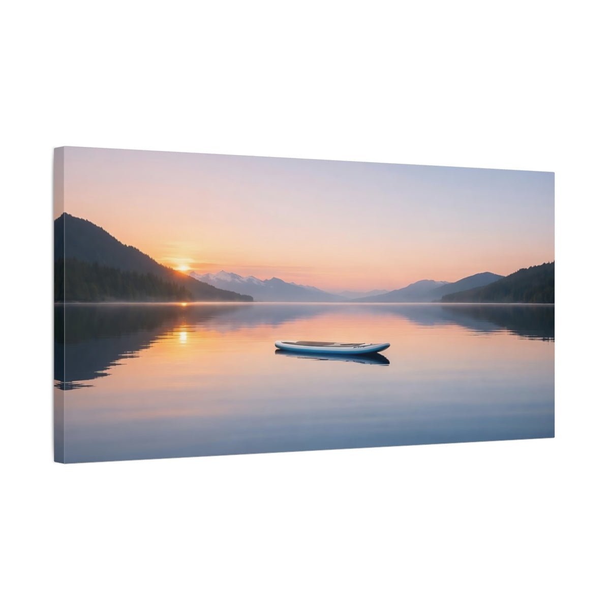 Nature Mountain Lake Blue And Orange - Canvas Wall Art Print - YesArtYes