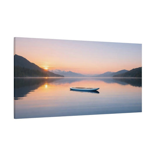 Nature Mountain Lake Blue And Orange - Canvas Wall Art Print - YesArtYes
