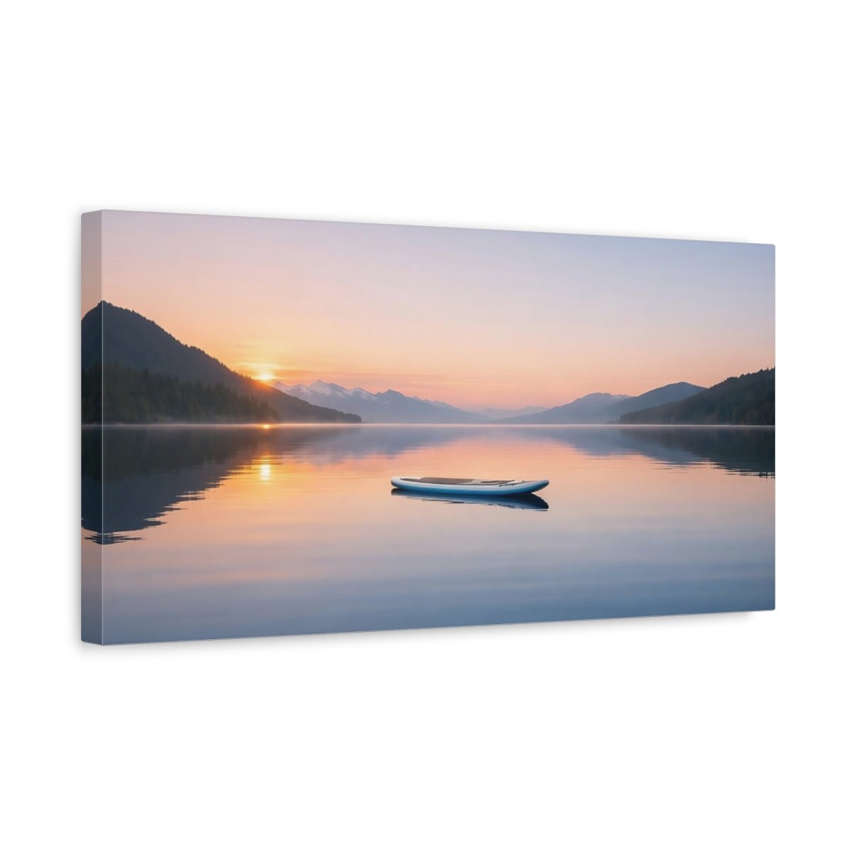 Nature Mountain Lake Blue And Orange - Canvas Wall Art Print - YesArtYes