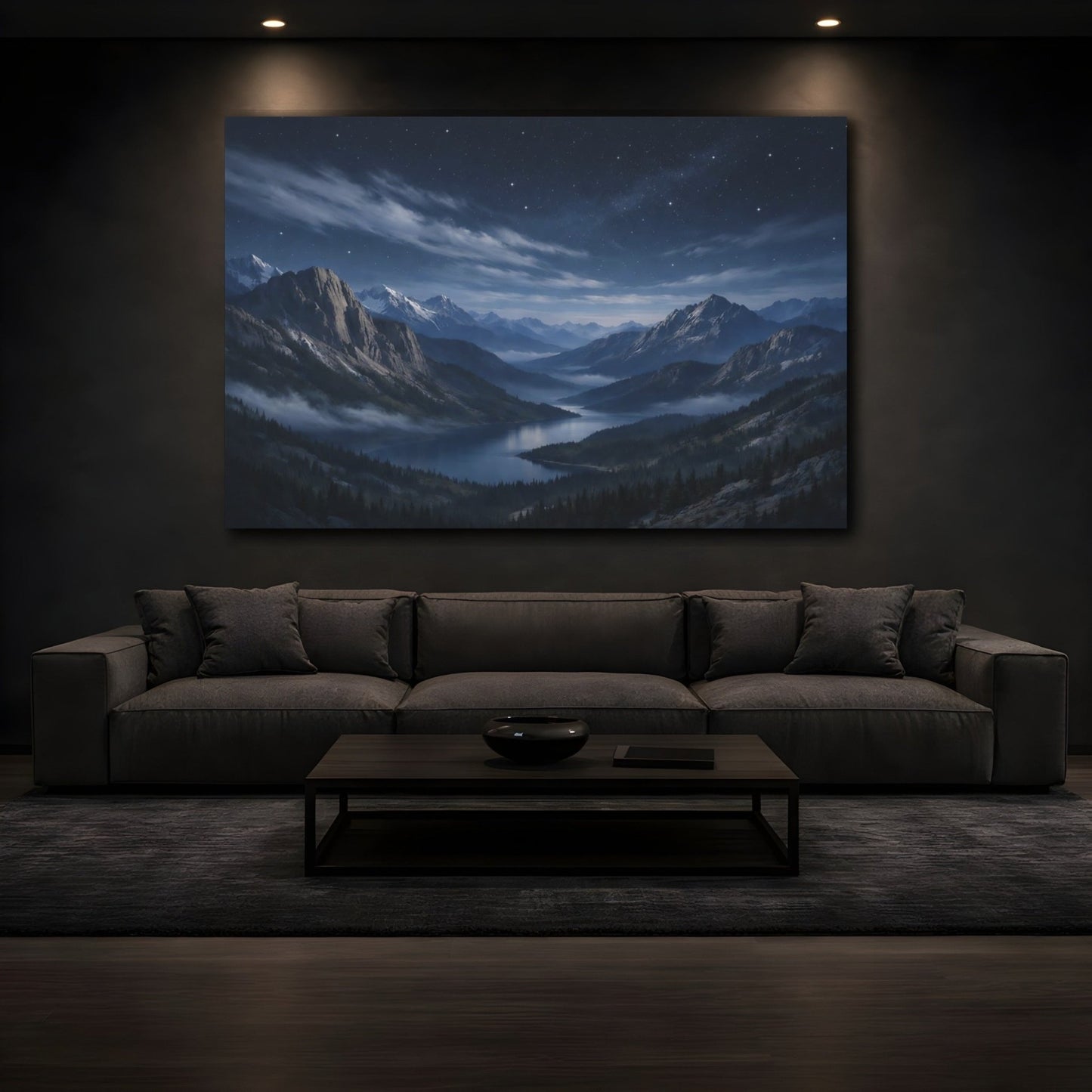 Nature Mountain Lake Blue - Canvas Wall Art Print - YesArtYes