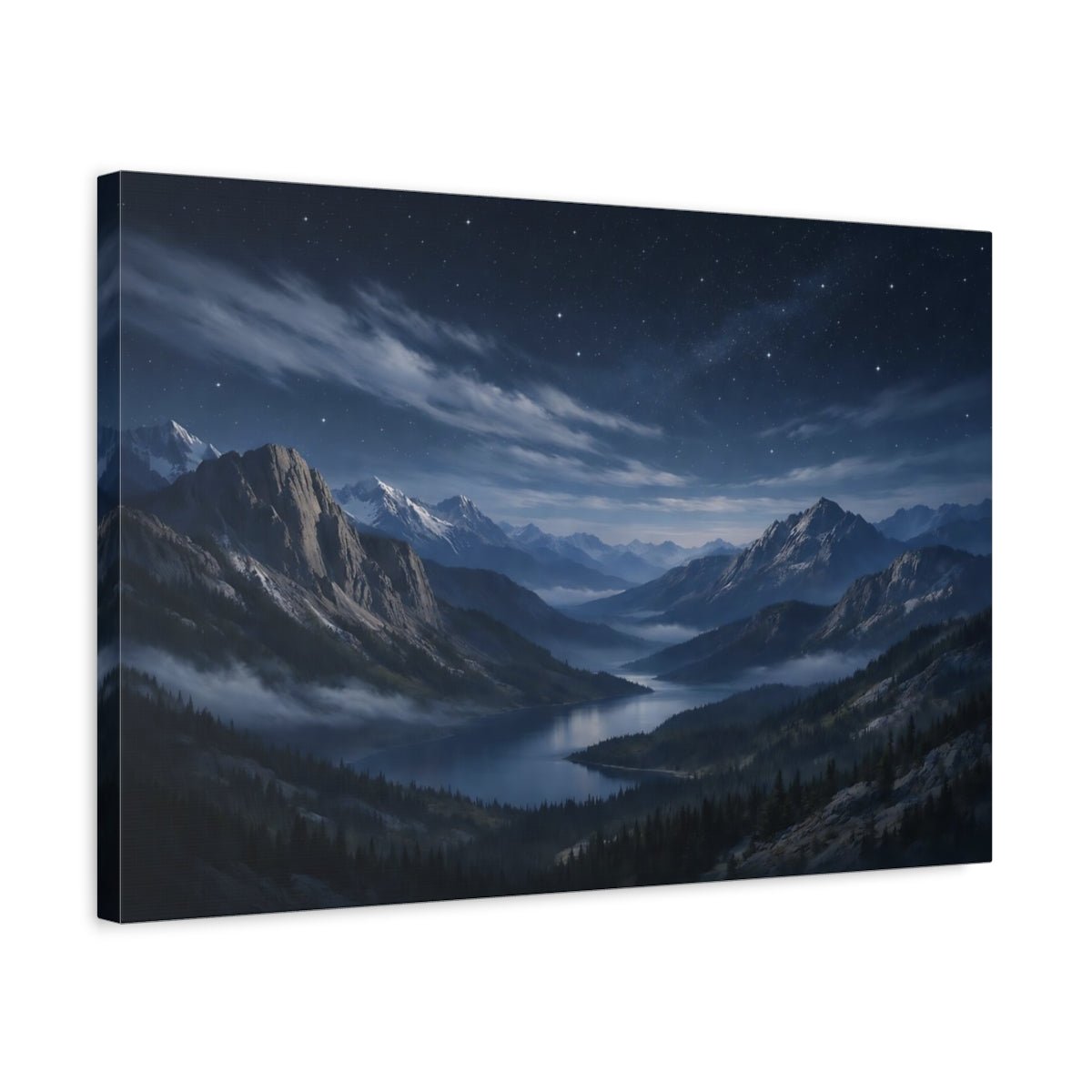 Nature Mountain Lake Blue - Canvas Wall Art Print - YesArtYes