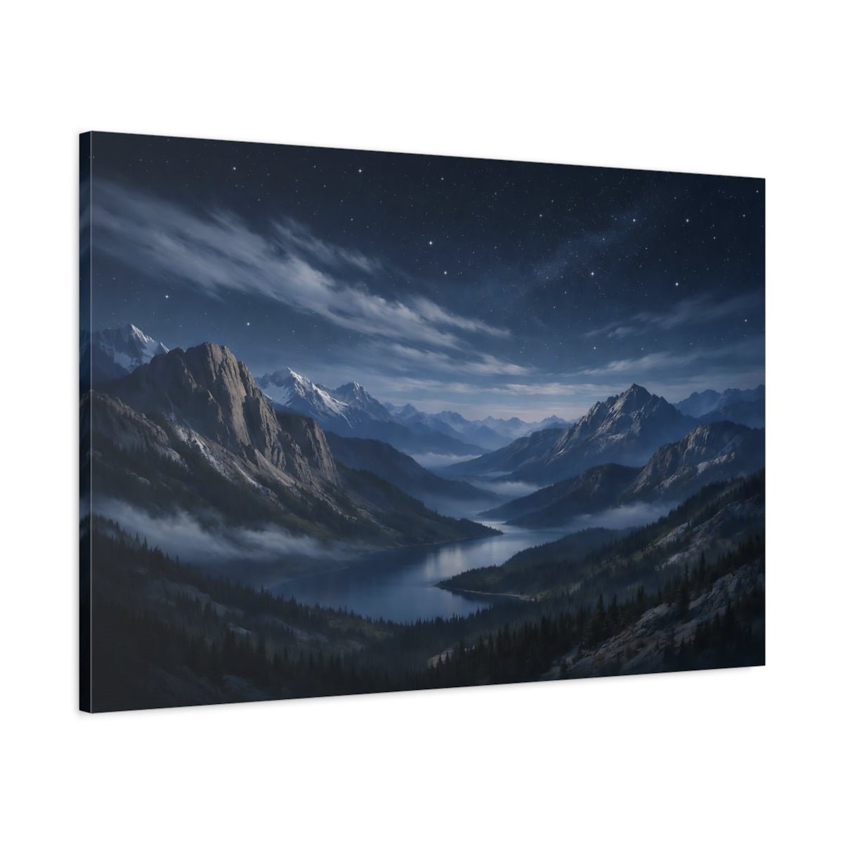 Nature Mountain Lake Blue - Canvas Wall Art Print - YesArtYes