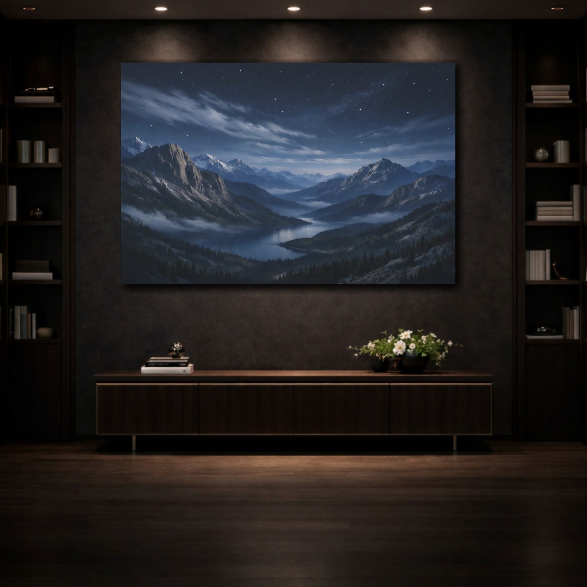 Nature Mountain Lake Blue - Canvas Wall Art Print - YesArtYes