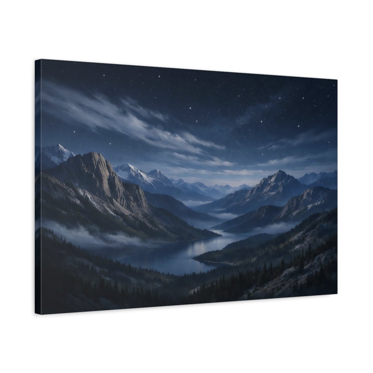 Nature Mountain Lake Blue - Canvas Wall Art Print - YesArtYes