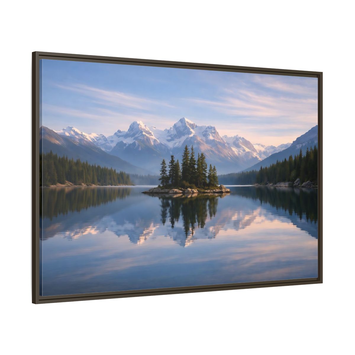 Main Mockup. Nature Mountain Lake Blue Mountain Lake shown as stretched canvas wall art