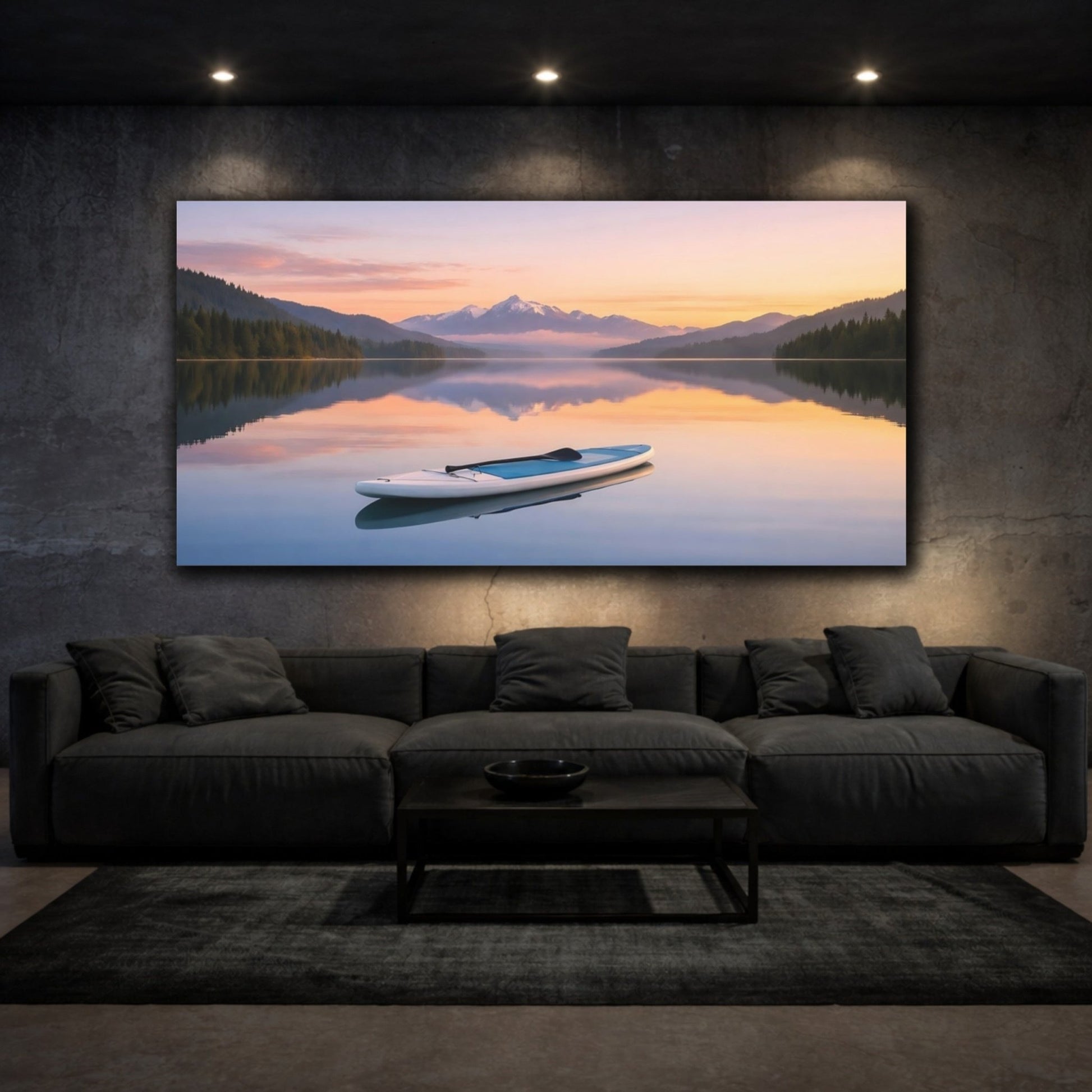 Nature Mountain Lake Calm Sunset - Canvas Wall Art Print - YesArtYes