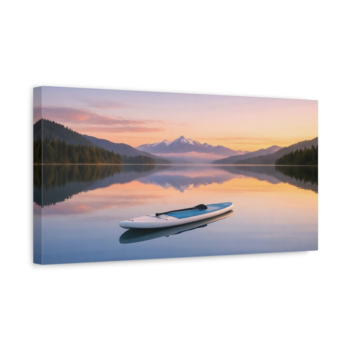 Nature Mountain Lake Calm Sunset - Canvas Wall Art Print - YesArtYes