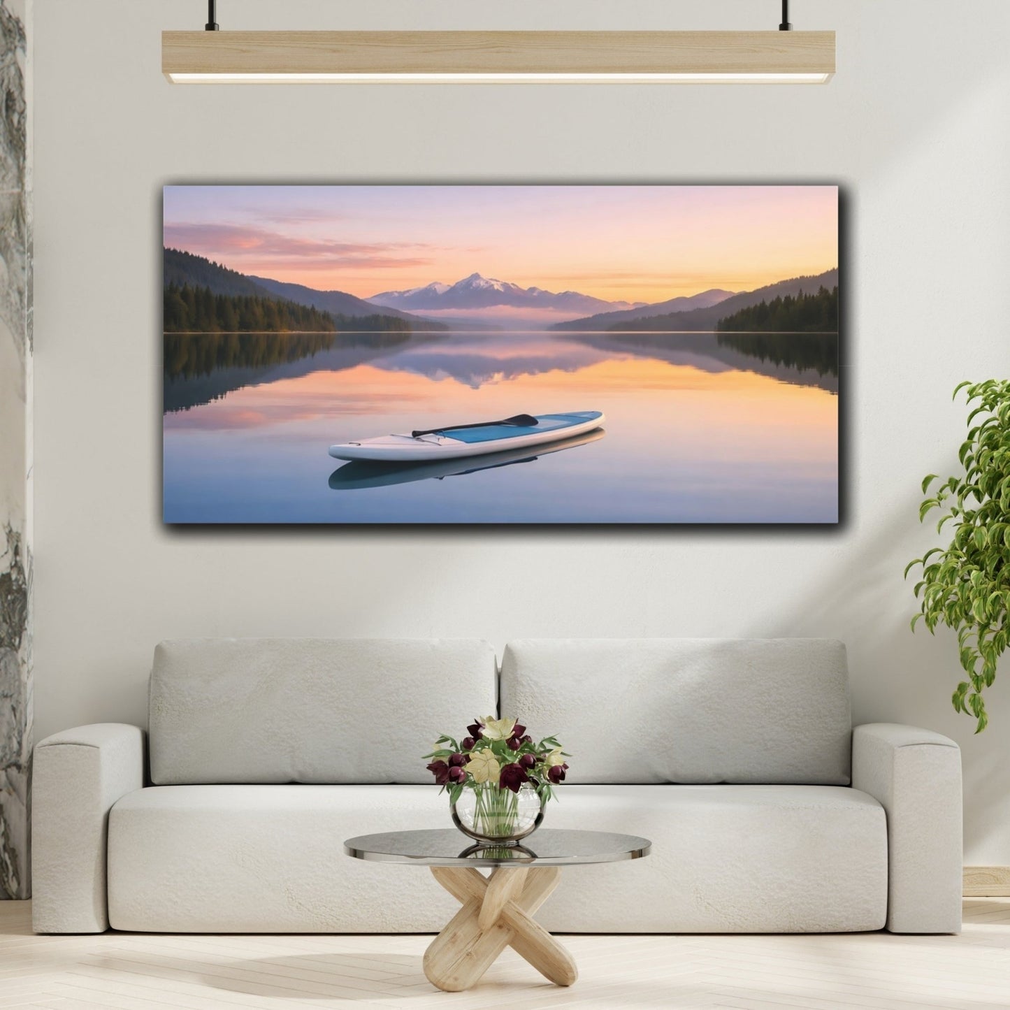 Nature Mountain Lake Calm Sunset - Canvas Wall Art Print - YesArtYes