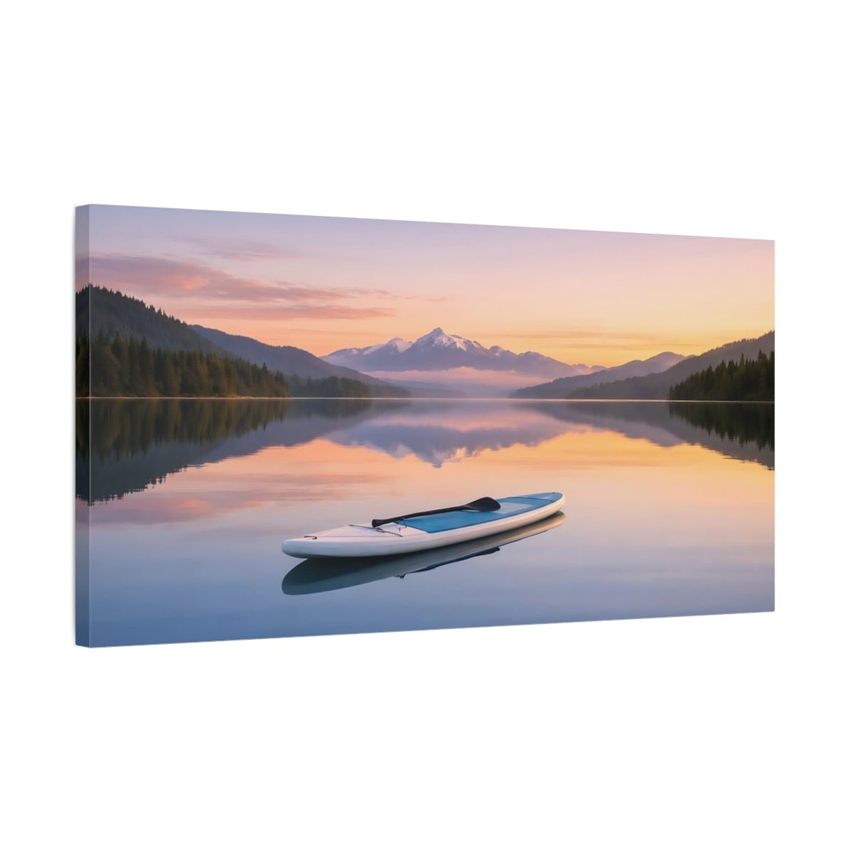 Nature Mountain Lake Calm Sunset - Canvas Wall Art Print - YesArtYes