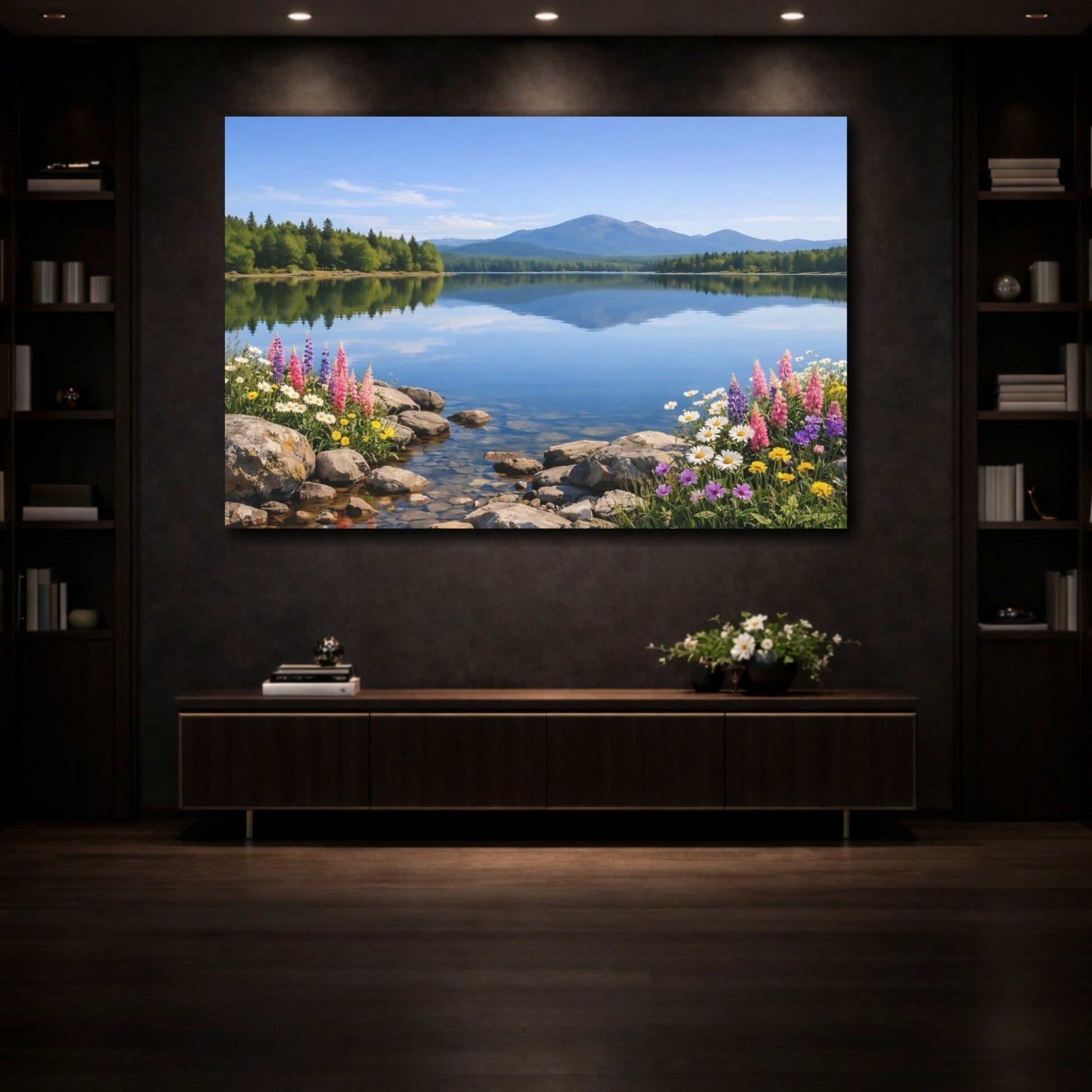 Nature Mountain Lake Colorful - Canvas Wall Art Print - YesArtYes