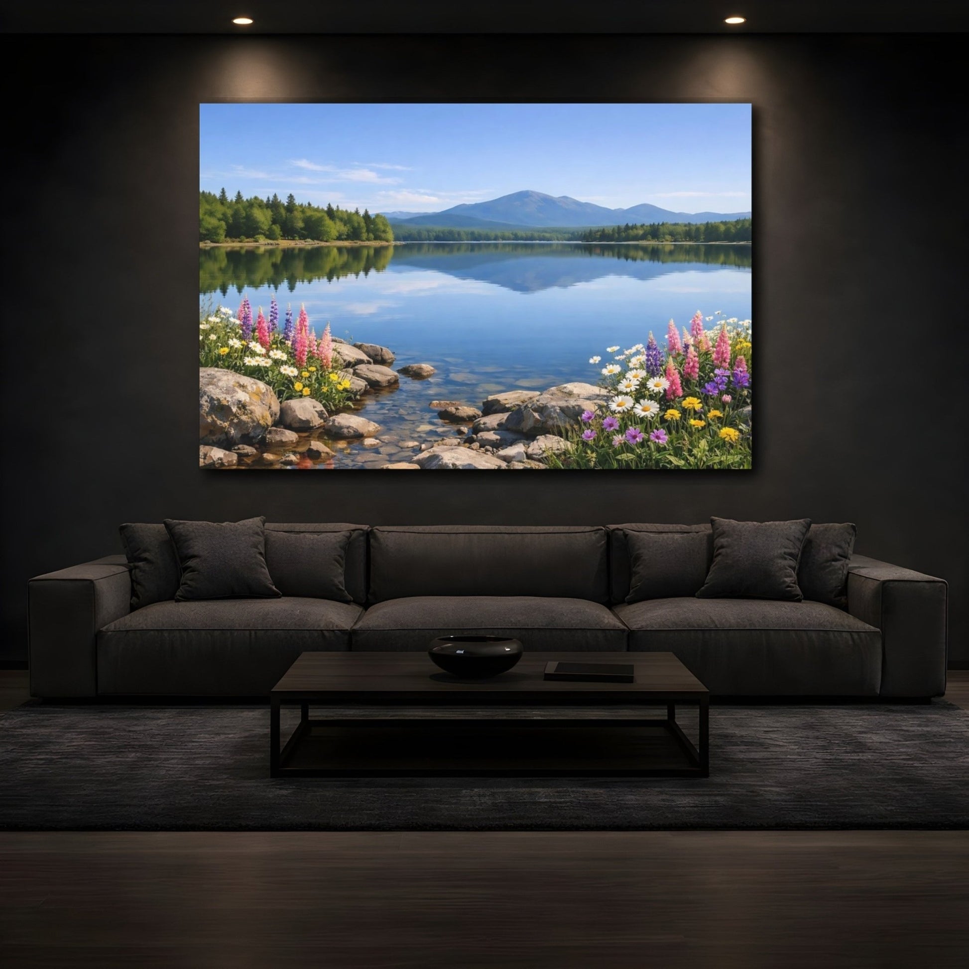 Nature Mountain Lake Colorful - Canvas Wall Art Print - YesArtYes