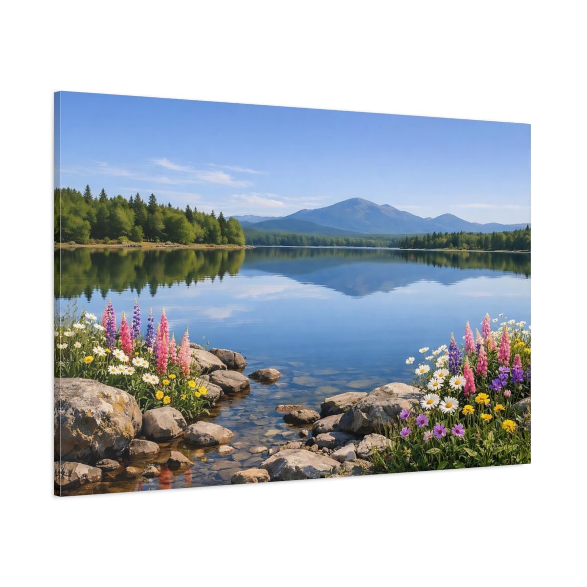 Nature Mountain Lake Colorful - Canvas Wall Art Print - YesArtYes
