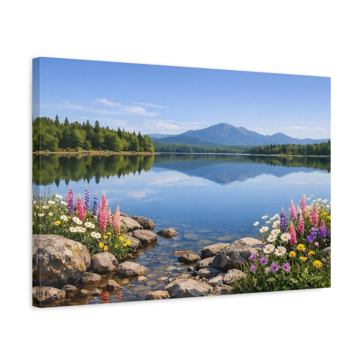 Nature Mountain Lake Colorful - Canvas Wall Art Print - YesArtYes