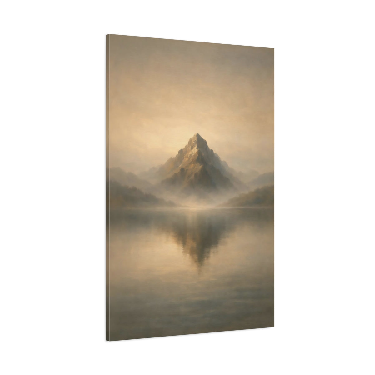 Main Mockup. Nature Mountain Lake Golden Mountain Lake shown as stretched canvas wall art