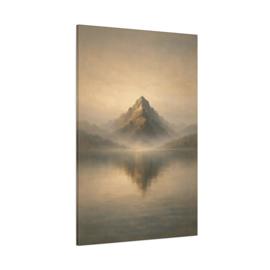 Main Mockup. Nature Mountain Lake Golden Mountain Lake shown as stretched canvas wall art