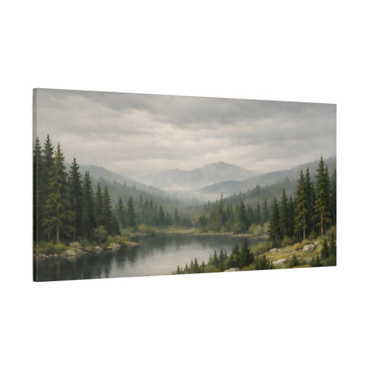 Main Mockup. Nature Mountain Lake Green Mountain Lake shown as stretched canvas wall art