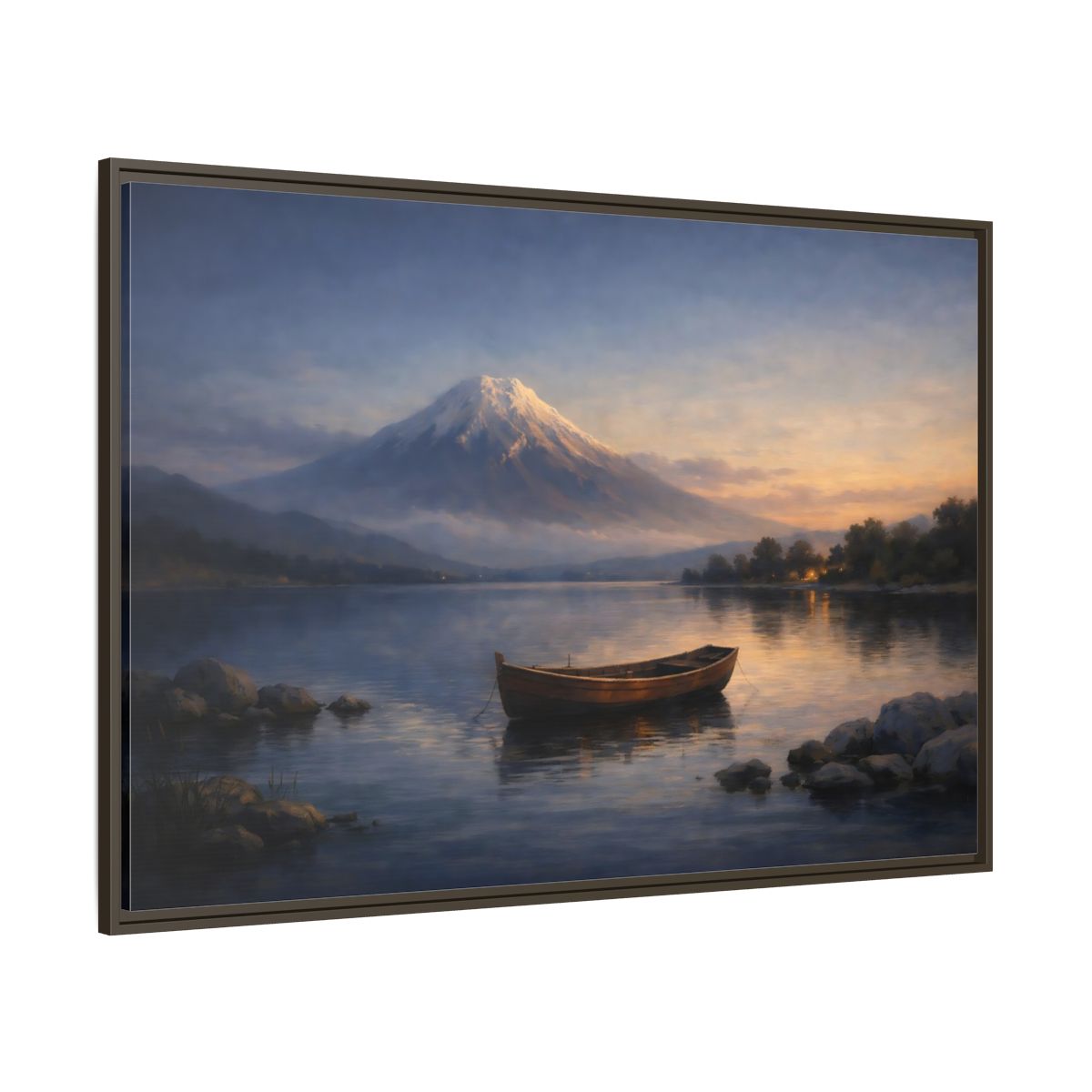 Main Mockup. Nature Mountain Lake Lake Mountain Sunset shown as stretched canvas wall art