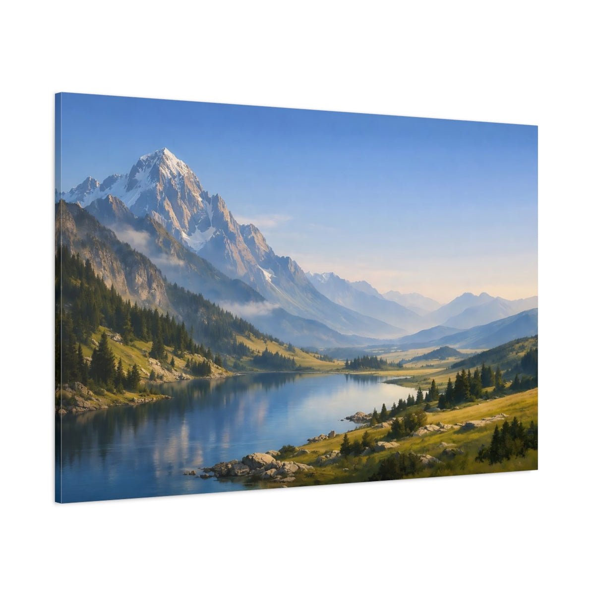 Nature Mountain Lake Landscape - Canvas Wall Art Print - YesArtYes