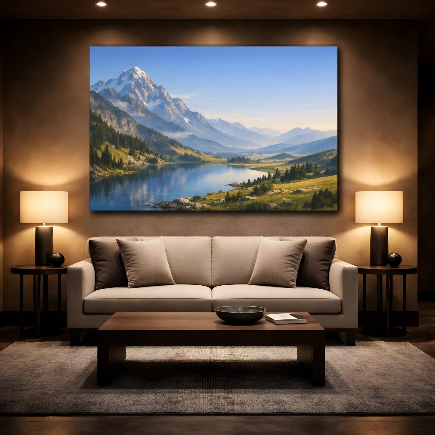 Nature Mountain Lake Landscape - Canvas Wall Art Print - YesArtYes
