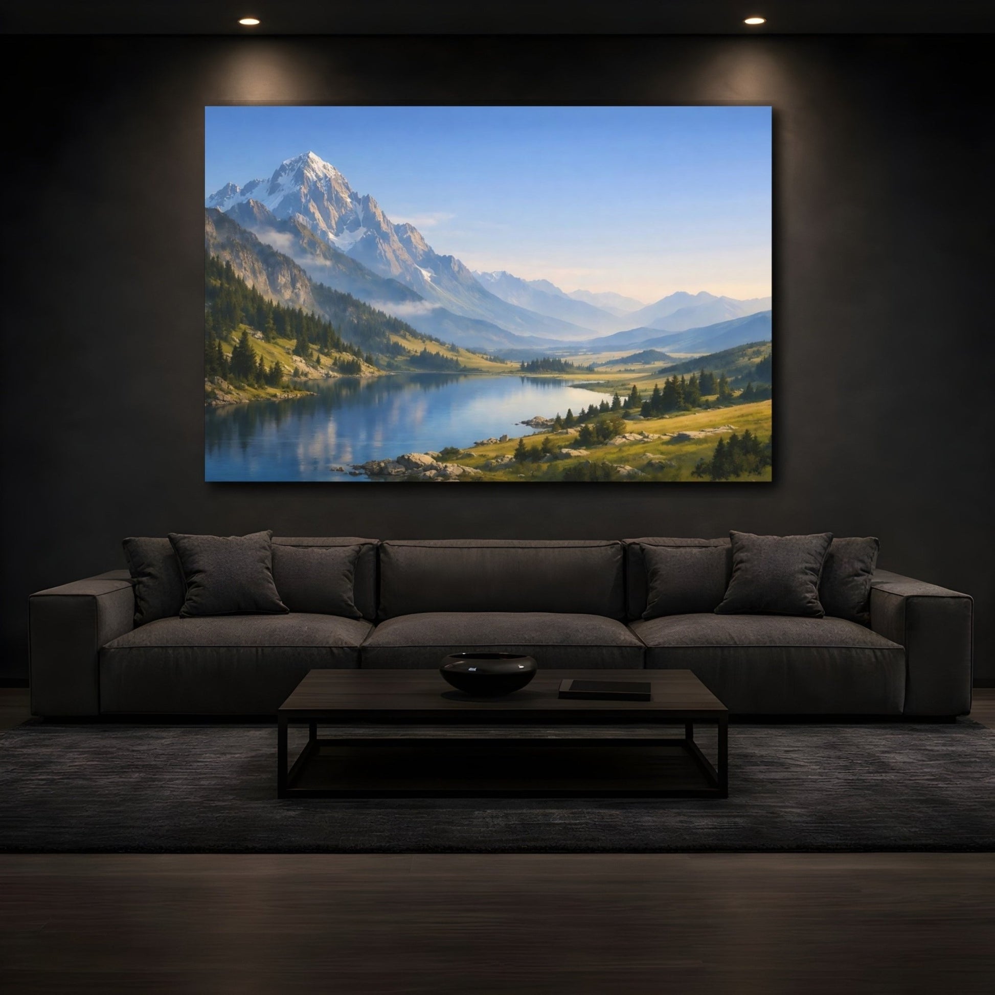 Nature Mountain Lake Landscape - Canvas Wall Art Print - YesArtYes