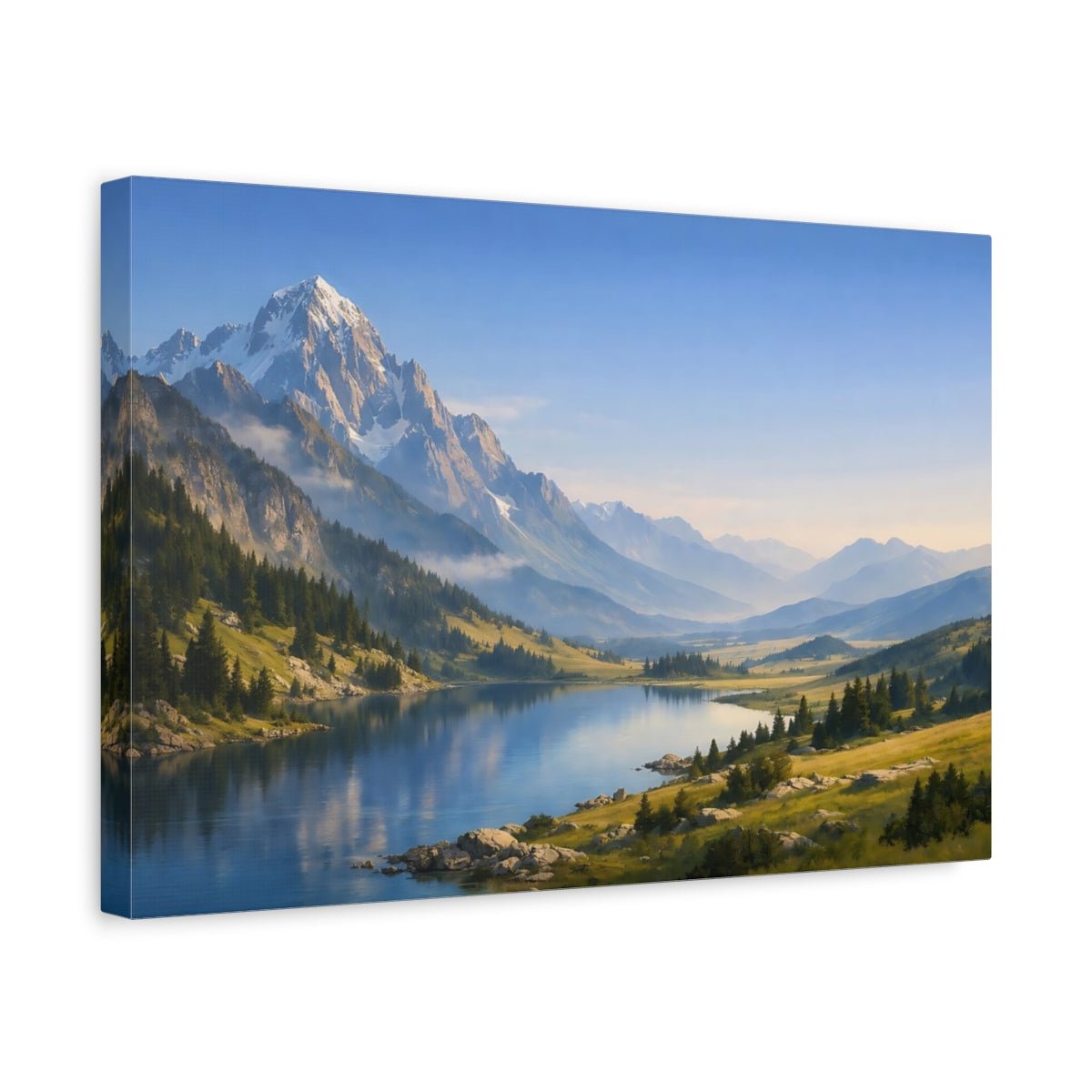 Nature Mountain Lake Landscape - Canvas Wall Art Print - YesArtYes