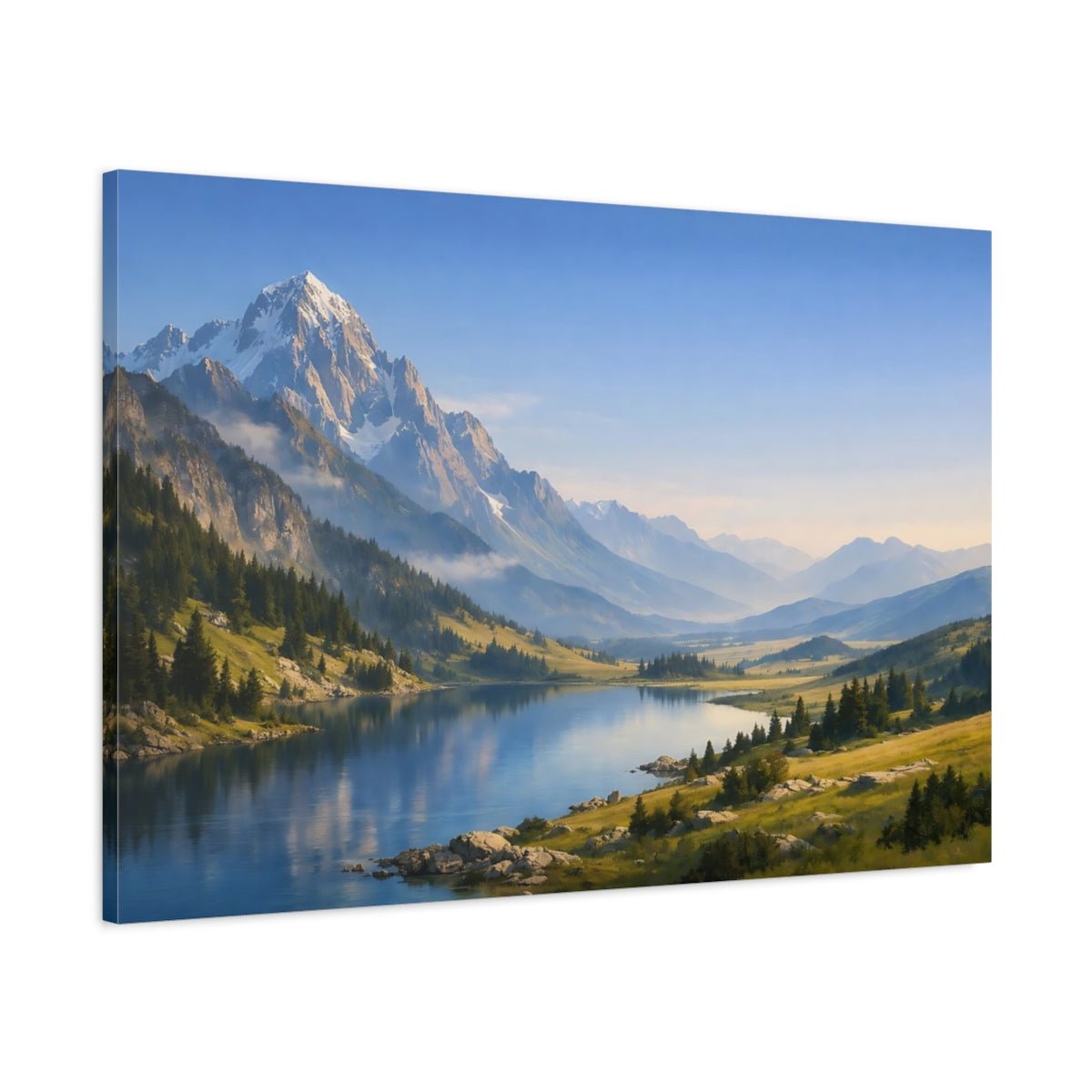Nature Mountain Lake Landscape - Canvas Wall Art Print - YesArtYes
