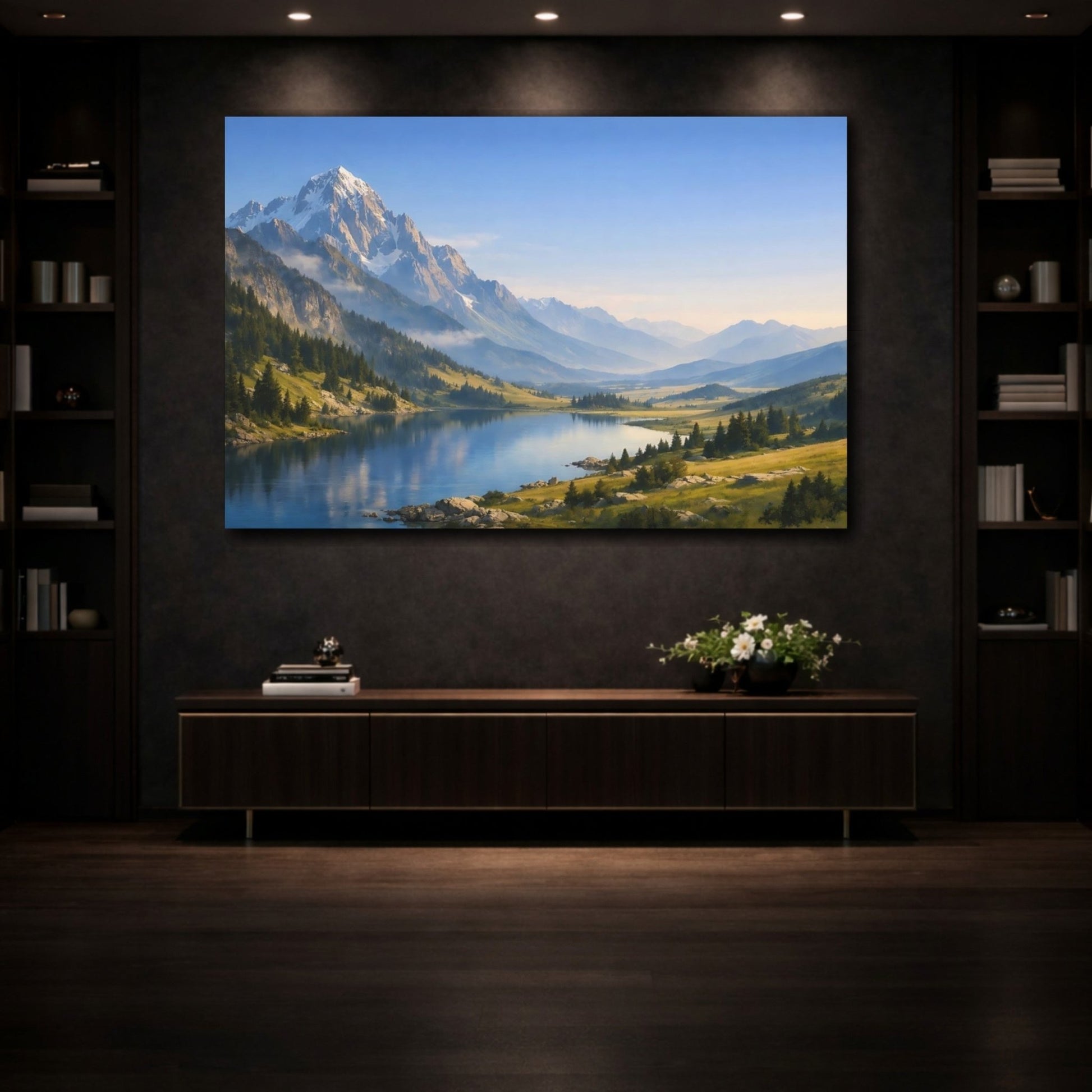 Nature Mountain Lake Landscape - Canvas Wall Art Print - YesArtYes