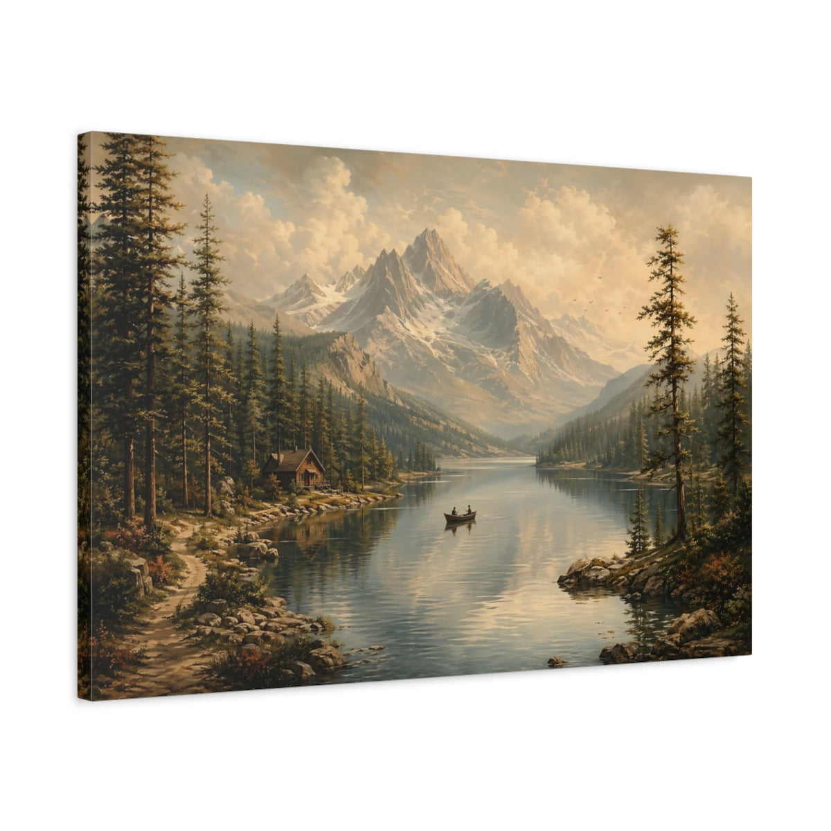 Side Mockup 2. Nature Mountain Lake Mountain Lake Landscape shown as stretched canvas wall art