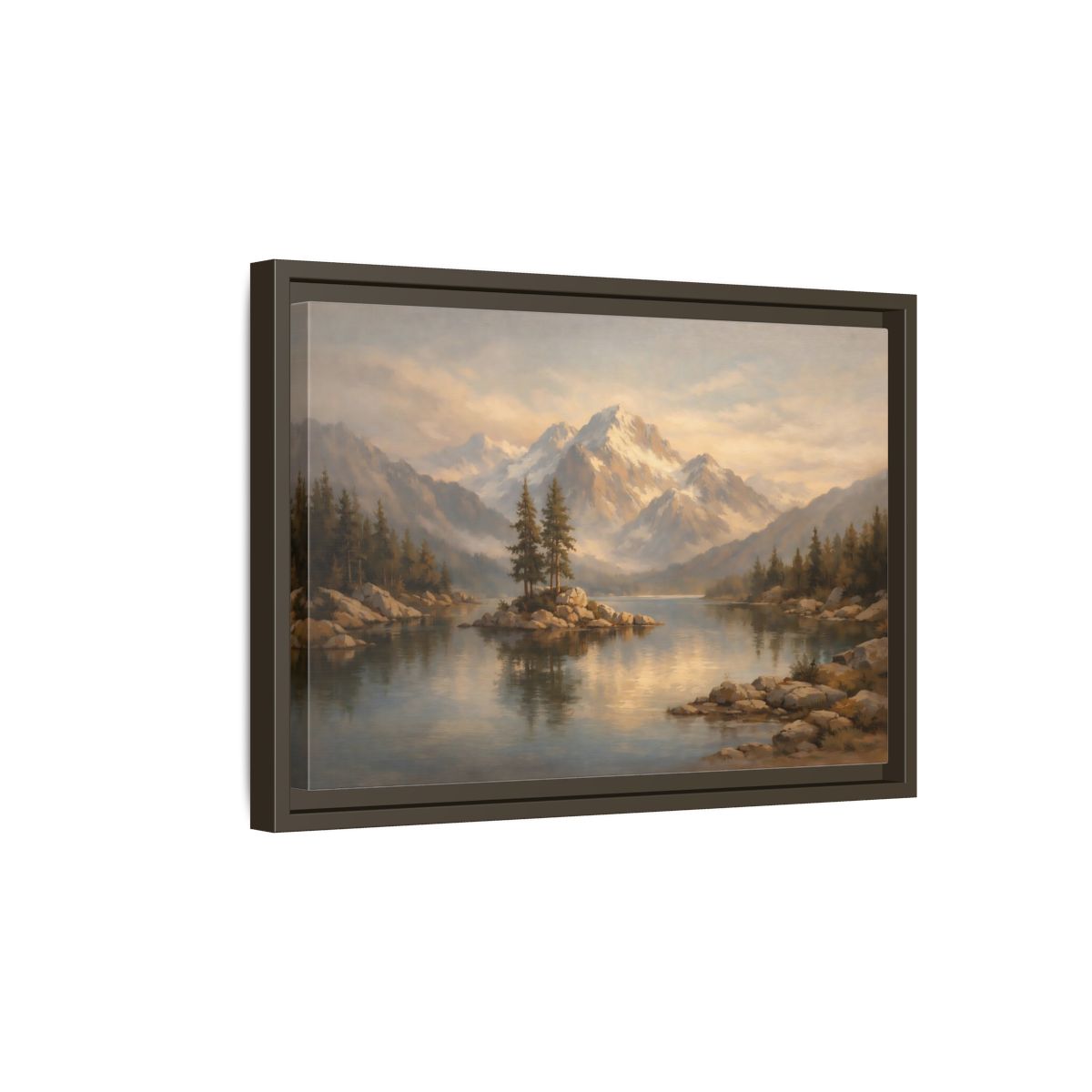 Side Mockup 5. Nature Mountain Lake Mountain Lake Landscape shown as stretched canvas wall art