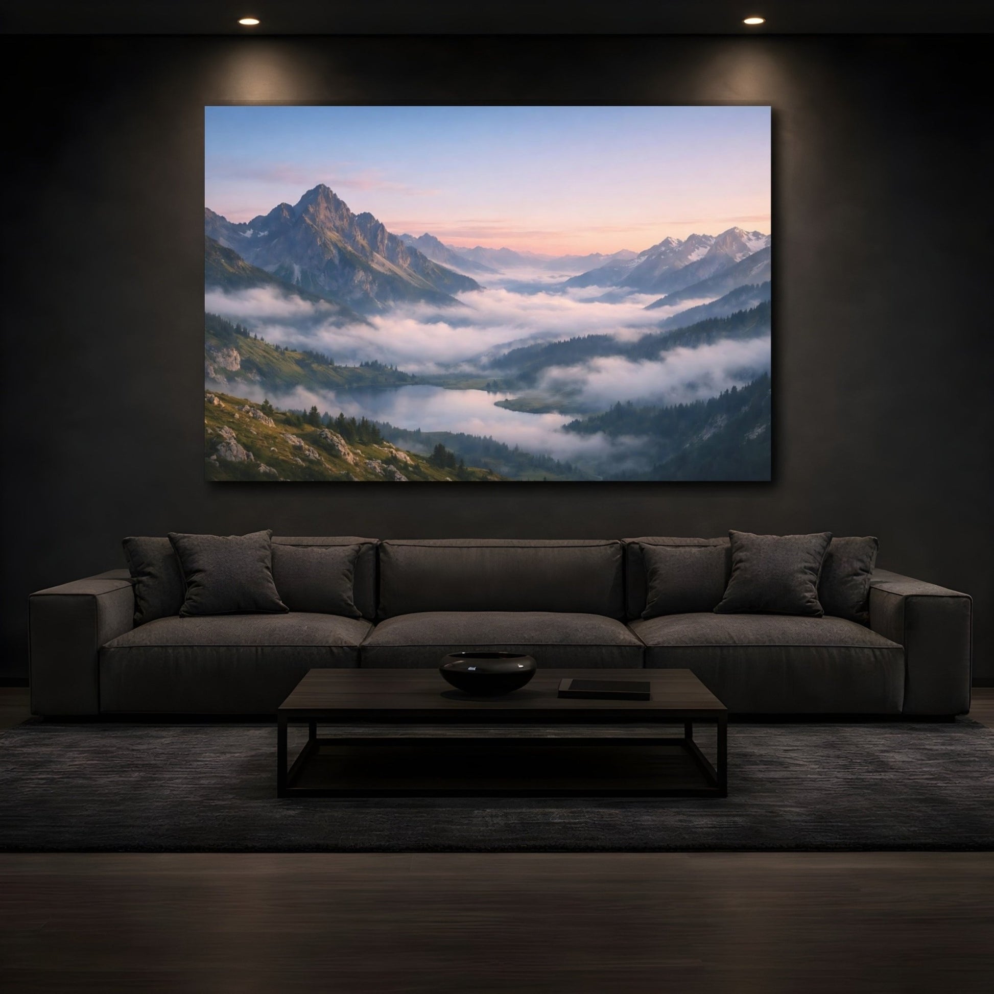 Nature Mountain Lake Misty - Canvas Wall Art Print - YesArtYes
