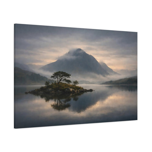 Nature Mountain Lake Misty Landscape - Canvas Wall Art Print - YesArtYes