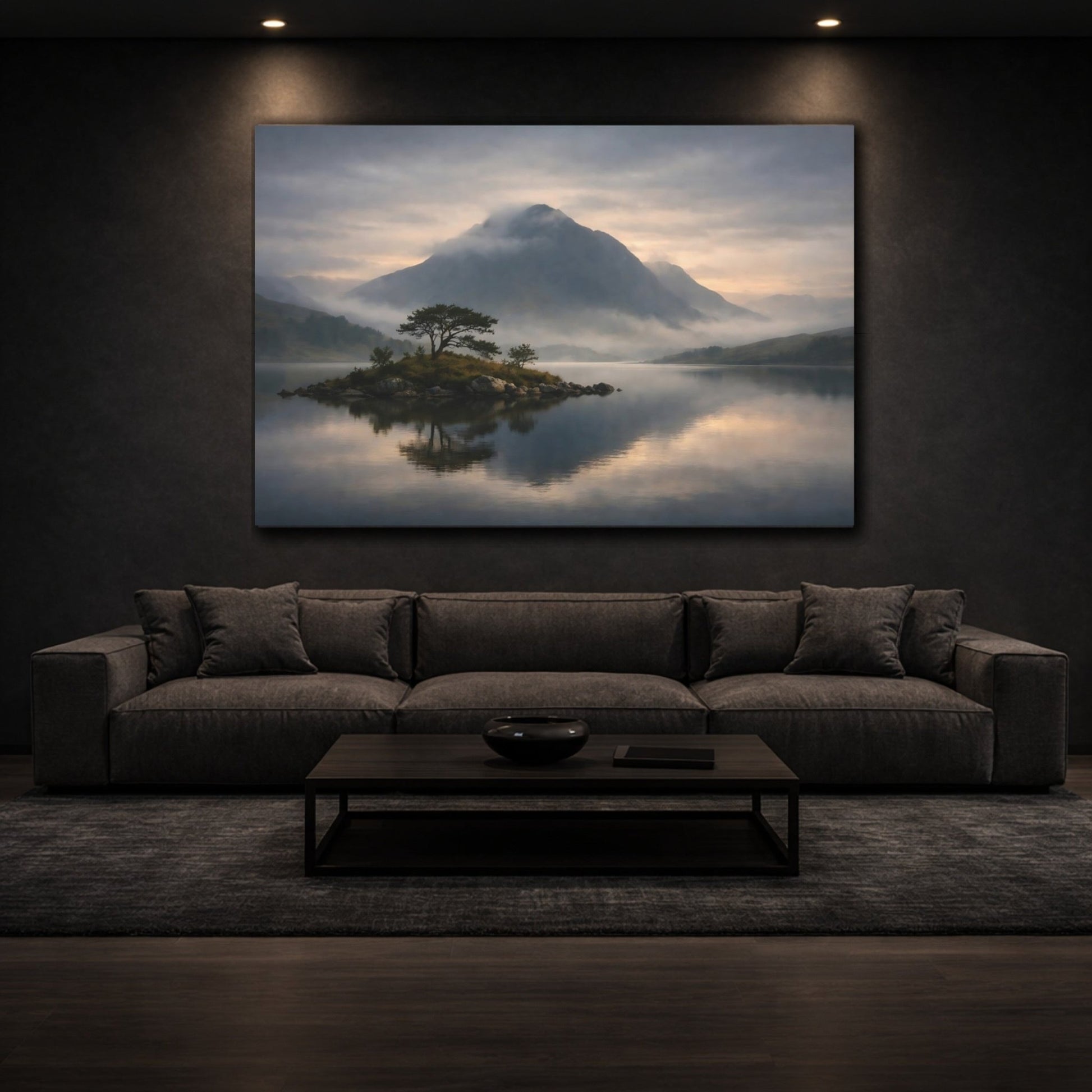 Nature Mountain Lake Misty Landscape - Canvas Wall Art Print - YesArtYes