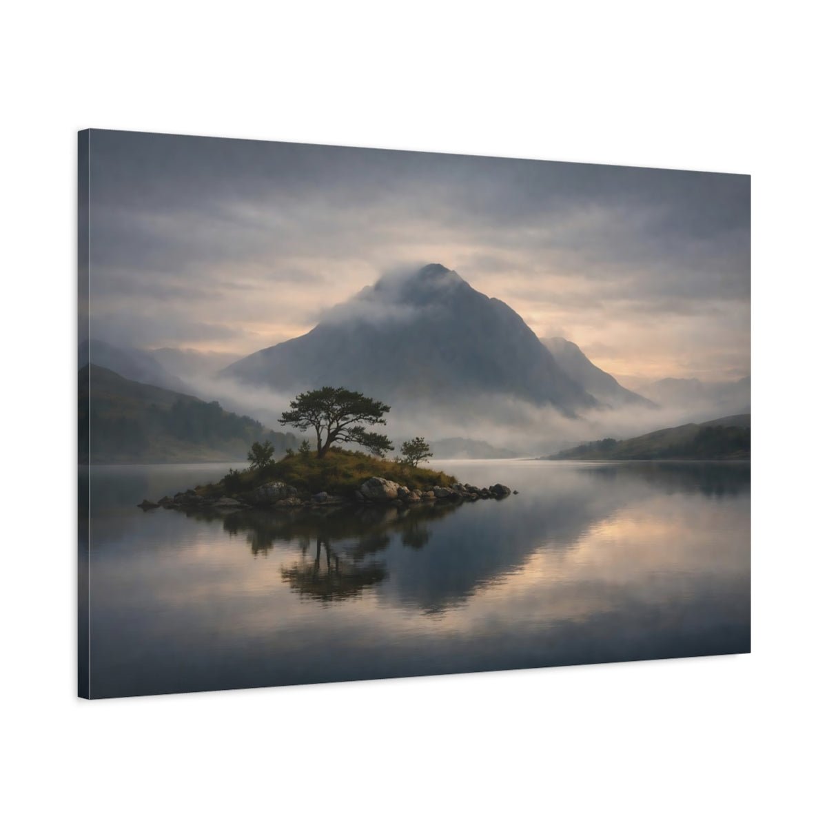Nature Mountain Lake Misty Landscape - Canvas Wall Art Print - YesArtYes
