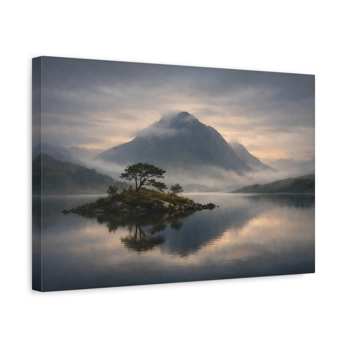 Nature Mountain Lake Misty Landscape - Canvas Wall Art Print - YesArtYes