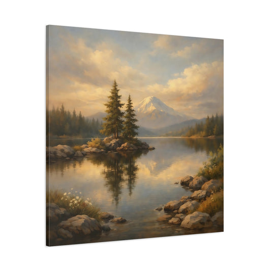 Main Mockup. Nature Mountain Lake Mountain Lake Art shown as stretched canvas wall art