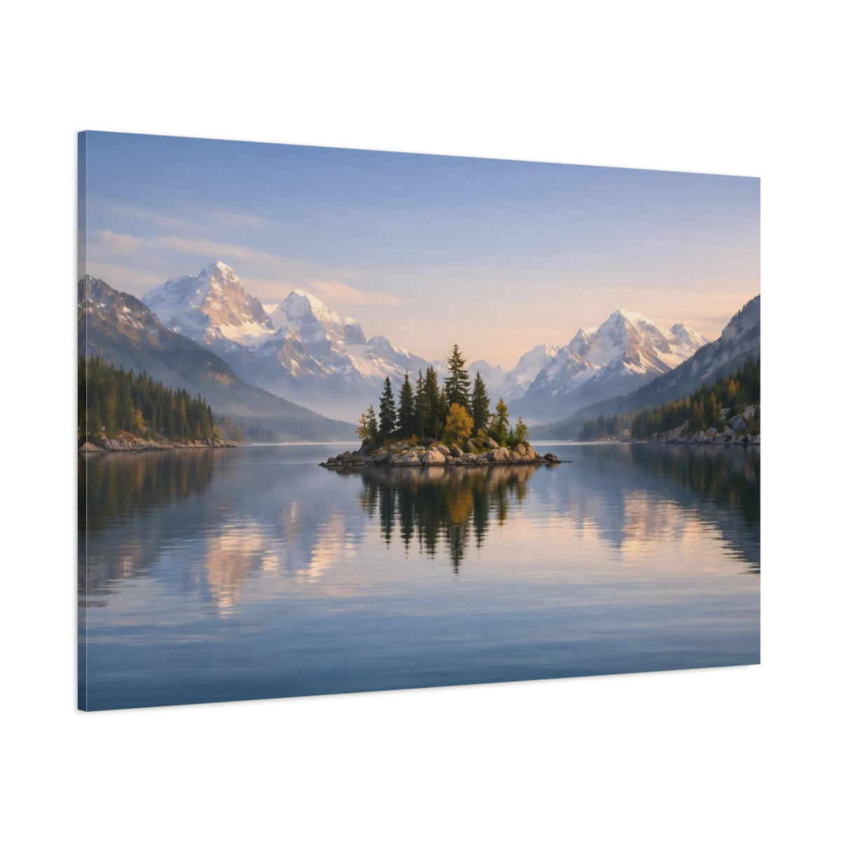 Main Mockup. Nature Mountain Lake Mountain Lake Blue shown as stretched canvas wall art