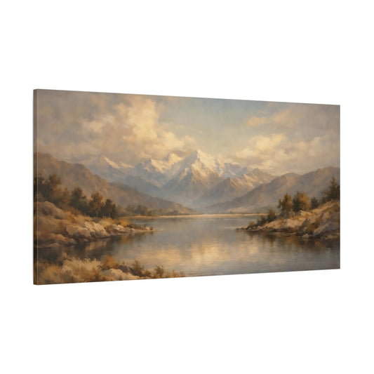 Main Mockup. Nature Mountain Lake Mountain Lake shown as stretched canvas wall art