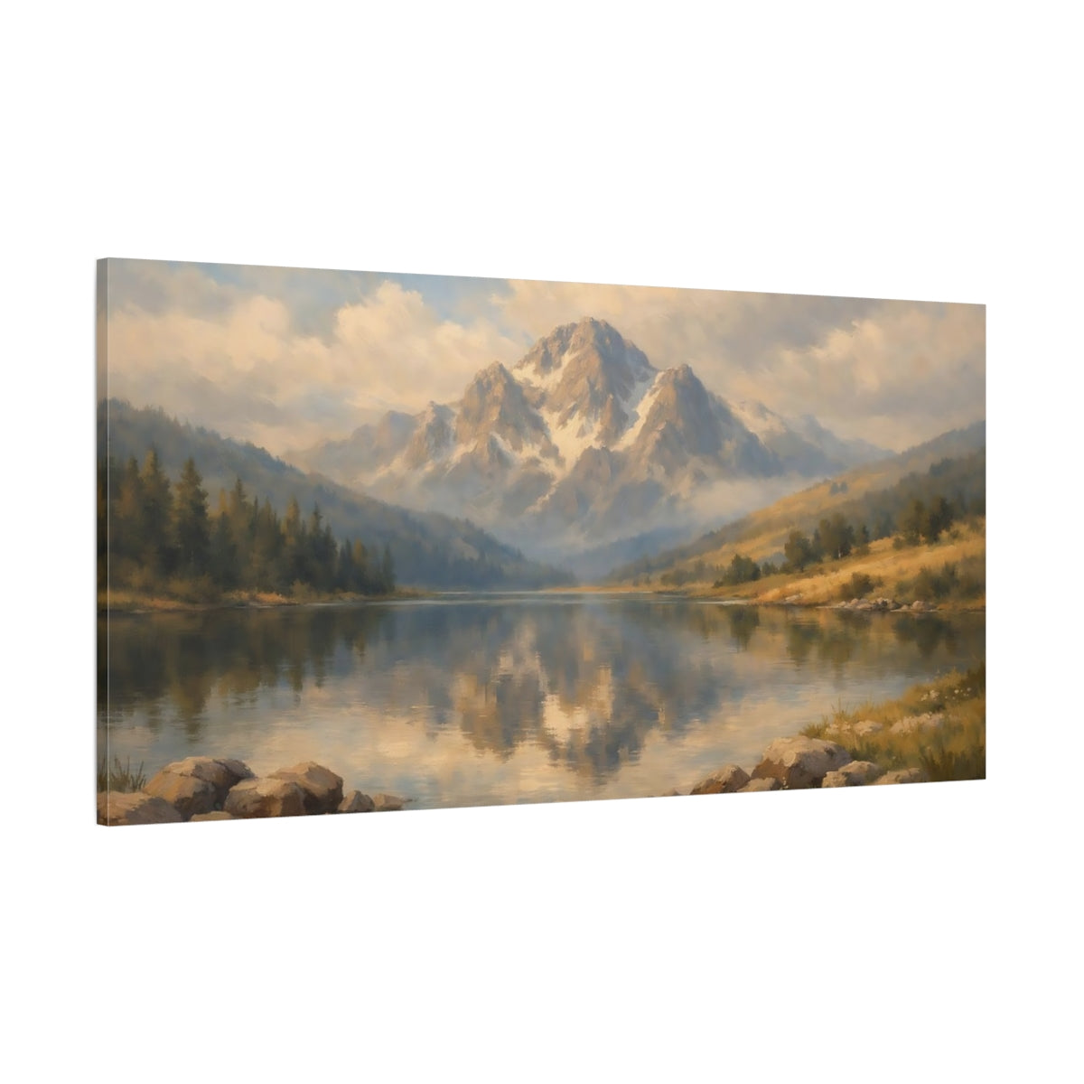 Main Mockup. Nature Mountain Lake Mountain Lake shown as stretched canvas wall art