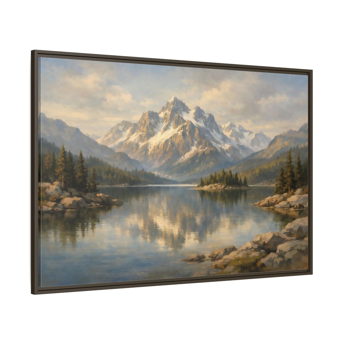 Main Mockup. Nature Mountain Lake Mountain Lake Landscape shown as stretched canvas wall art
