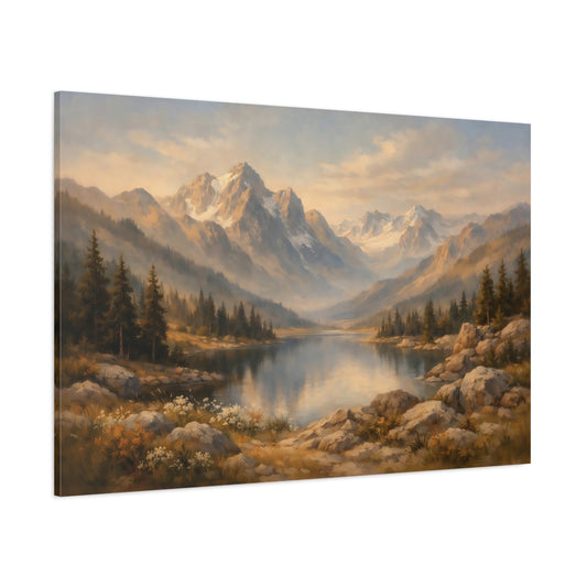 Main Mockup. Nature Mountain Lake Mountain Lake Landscape shown as stretched canvas wall art