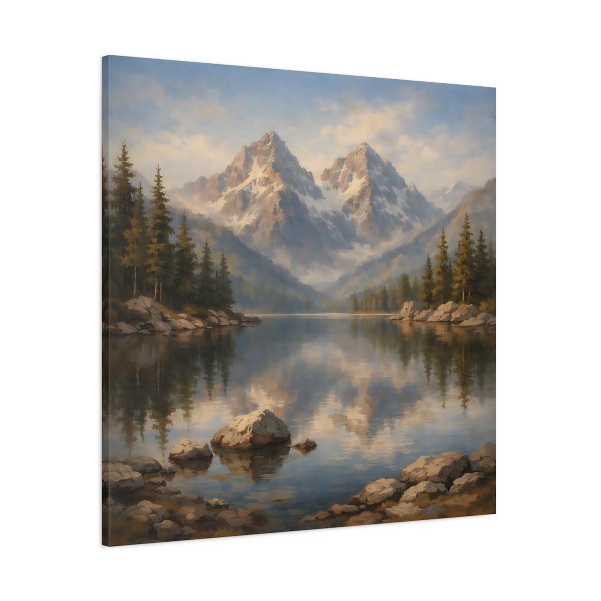 Main Mockup. Nature Mountain Lake Mountain Lake Landscape shown as stretched canvas wall art