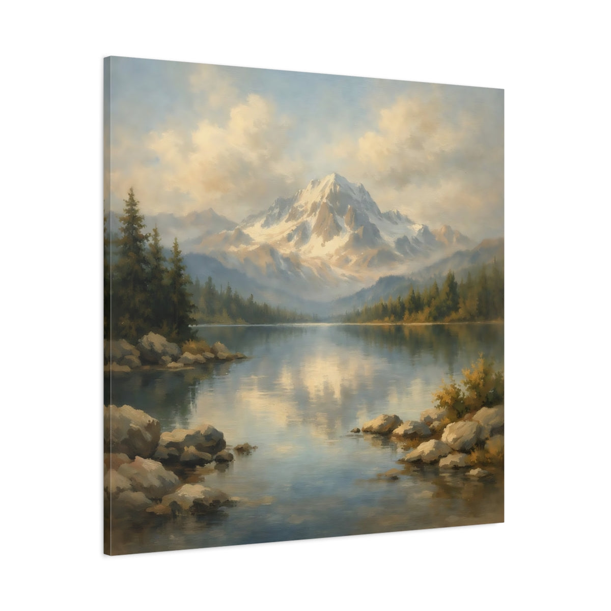 Main Mockup. Nature Mountain Lake Mountain Lake Landscape shown as stretched canvas wall art