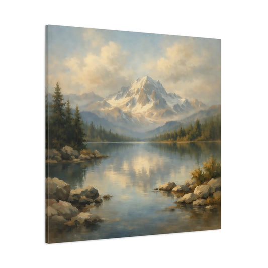 Main Mockup. Nature Mountain Lake Mountain Lake Landscape shown as stretched canvas wall art