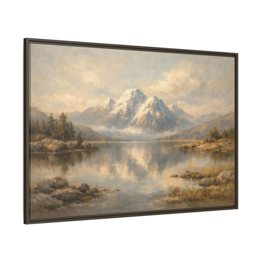 Main Mockup. Nature Mountain Lake Mountain Lake Painting shown as stretched canvas wall art