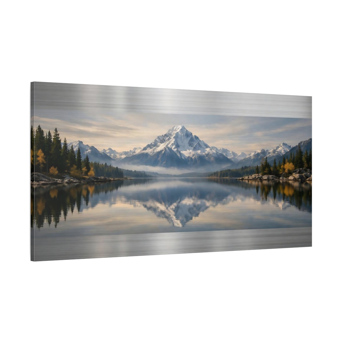 Main Mockup. Nature Mountain Lake Mountain Lake Reflection shown as stretched canvas wall art