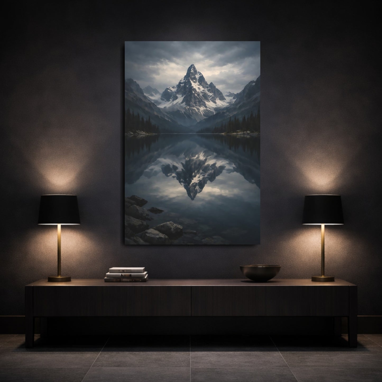 Nature Mountain Lake Mountain Lake Reflection shown as front canvas room wall art