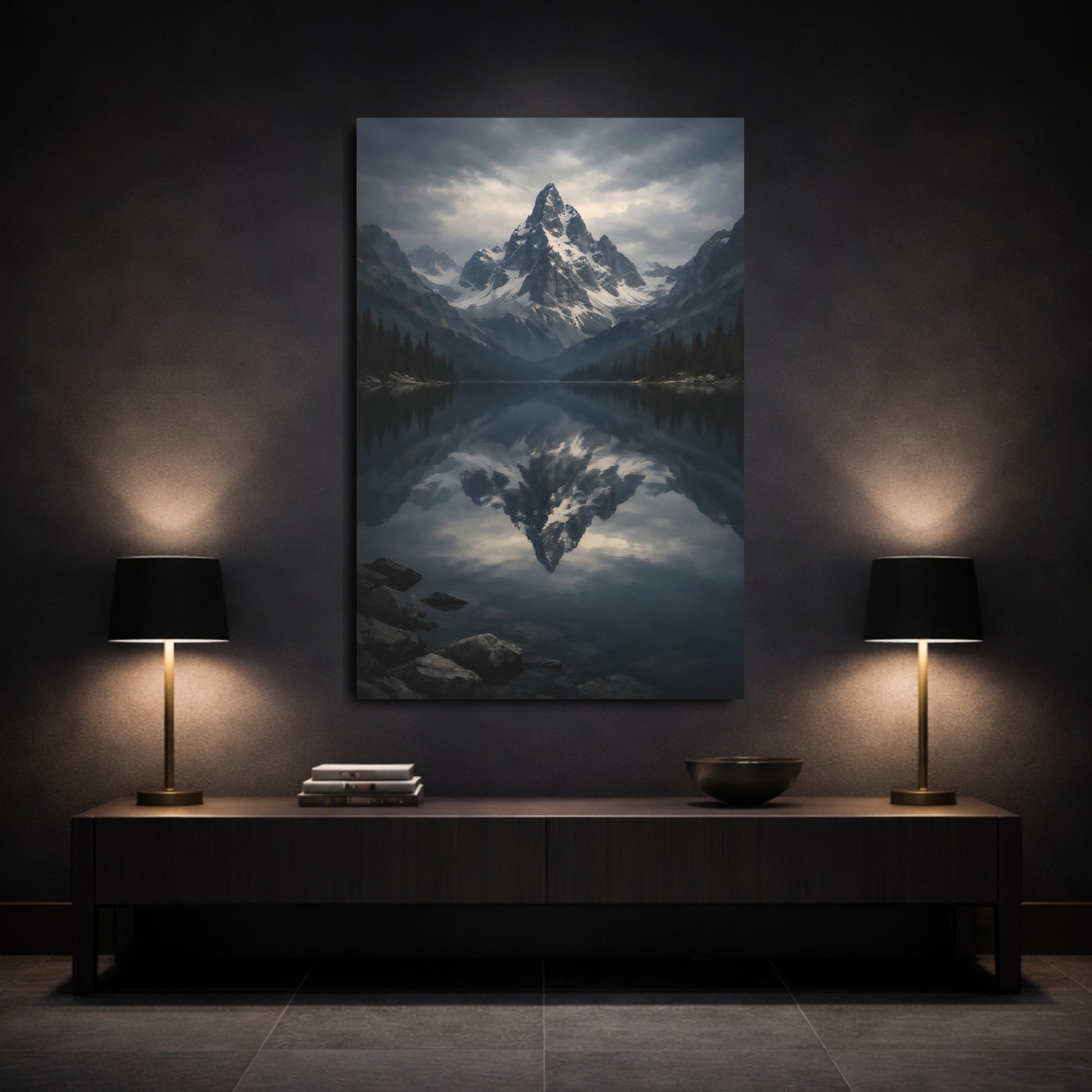 Nature Mountain Lake Mountain Lake Reflection shown as front canvas room wall art