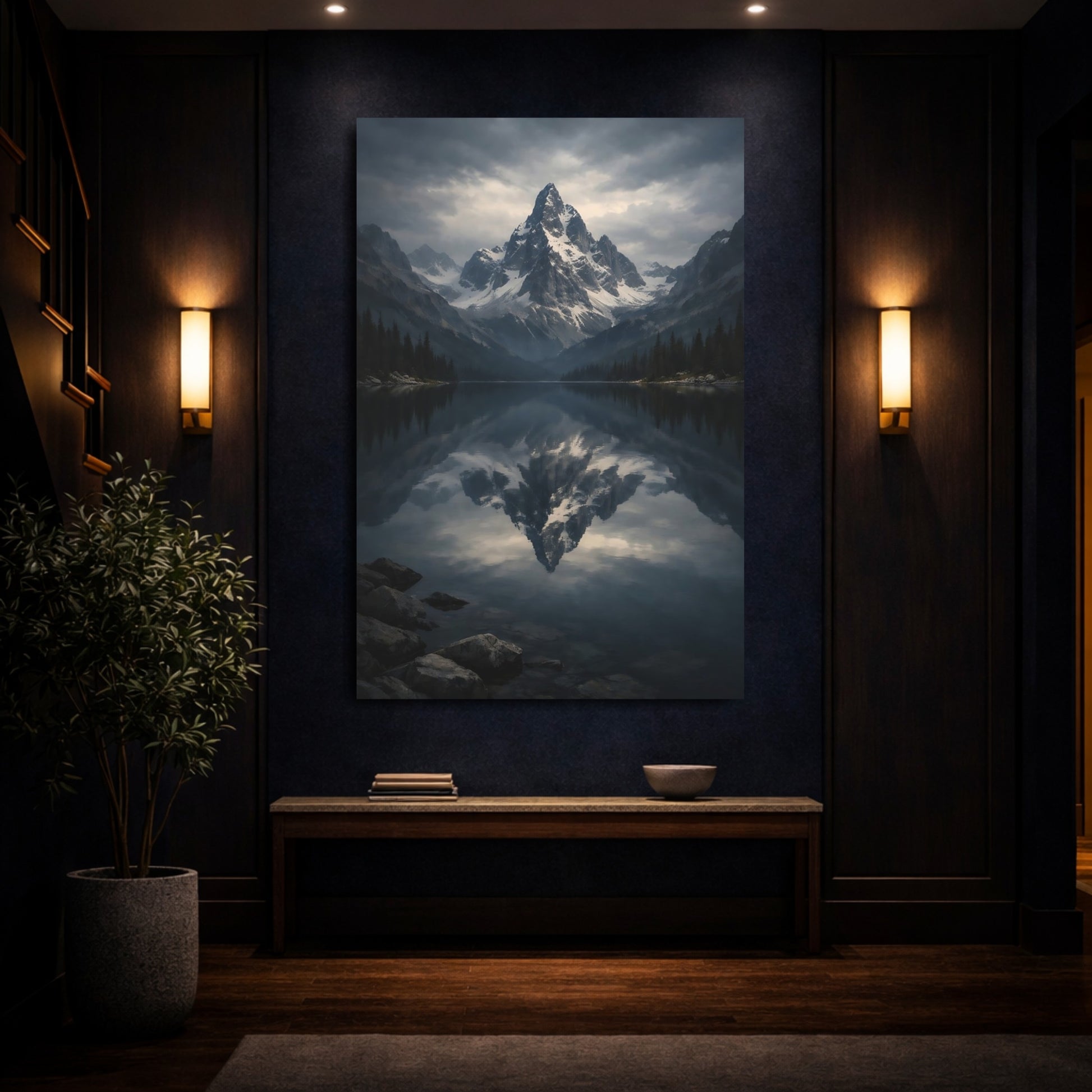 Nature Mountain Lake Mountain Lake Reflection shown as front canvas room wall art