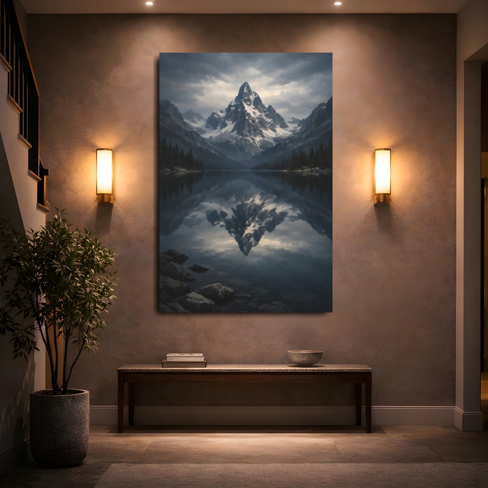 Nature Mountain Lake Mountain Lake Reflection shown as front canvas room wall art